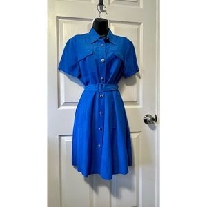 The works sax 5th ave blue button up dress NWOT